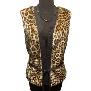 Cache Cheetah Faux FUR Vest Removable Belt Lined Top New Animal NWT $178